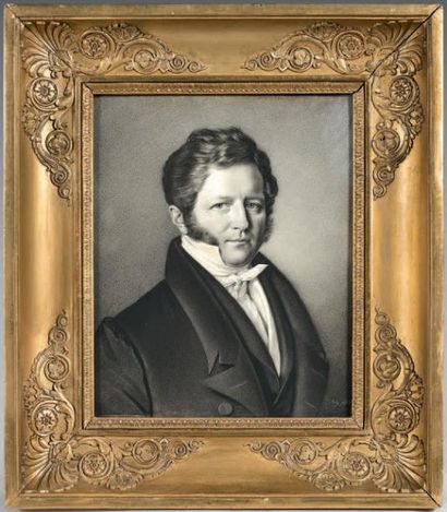 Johannes NOTZ (Oberstrass 1802 - Zurich 1862) Portrait d'homme Crayon noir. Signé...