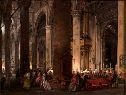 Giusepep CANELLA (Vérone 1788 - Florence 1847) 
Intérieur de la basilique Sainte...