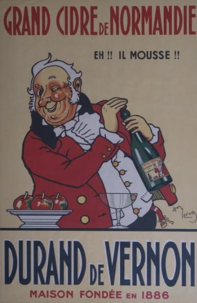 Harry ELIOTT Grand cidre de Normandie, cidre Durand de Vernon Affiche publicitaire...