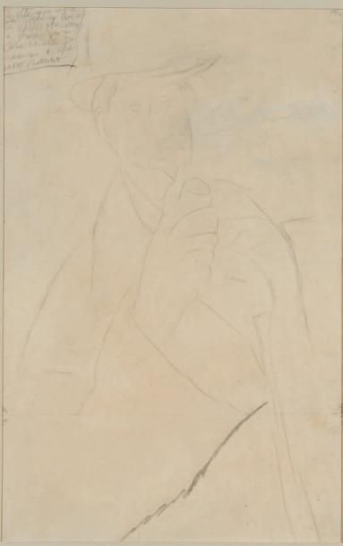 Amadéo MODIGLIANI (1884 - 1920) Portrait d'André Salmon à la pipe, 1919
Mine de plomb,...