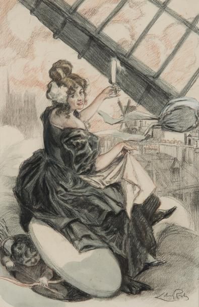 Almery LOBEL RICHE (1880 - 1950) L'approche de Cupidon
Dessin au crayon noir et à...