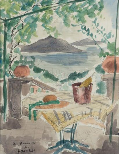 ANDRÉ DUNOYER DE SEGONZAC (1884 - 1974) Terrasse sur la baie de Saint-Tropez
Aquarelle...