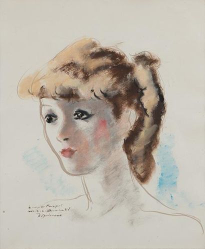 André DIGNIMONT (1891 - 1965) Portrait de jeune fille
Gouache, signée et dédicacée...