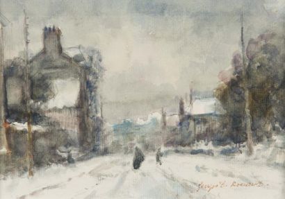 Georges Dominique ROUAULT (1904 - 2002) Rue de village sous la neige
Aquarelle, signée...