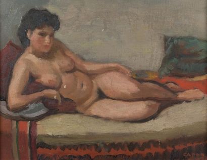 Georges CAPON (1890 - 1980) Nu sur un canapé
Huile sur toile, signée en bas à droite...