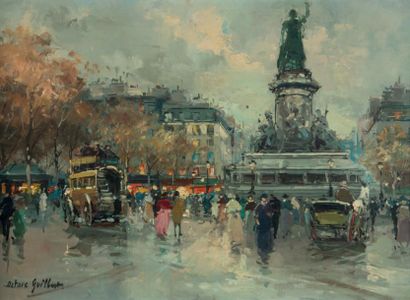 Octave GUILBERT (XIX - XXème) Paris, place de la République
Huile sur toile, signée...