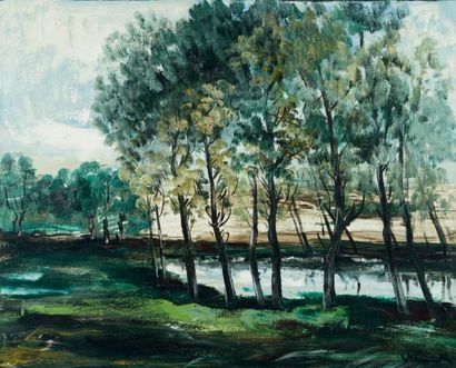 Maurice de VLAMINCK (1896 - 1953) L'étang
Huile sur toile, signée en bas à droite,...