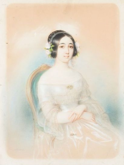 null Laure Houssaye de Leomesnil
France 1806-1866
Portrait de femme assise
Portrait...