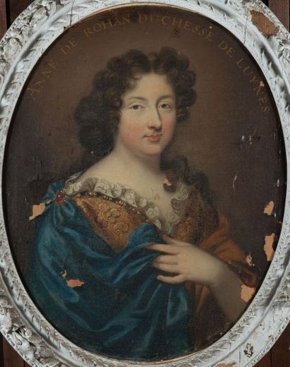  Ecole Française du XVIIIème siècle Portrait d'Anne de Rohan  Toile ovale, transposée...