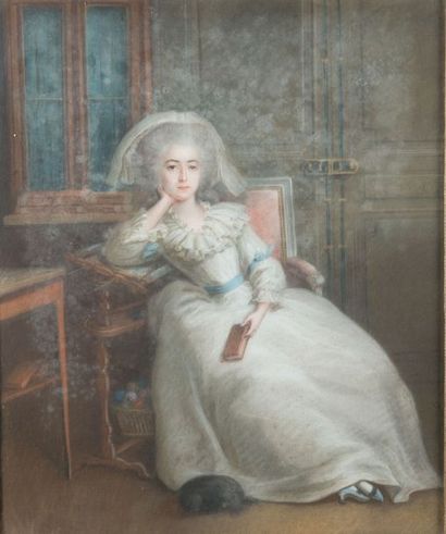 null Beatrix de Mirat - Ecole Française vers 1780
Jeune femme assise au livre
Pastel
60...