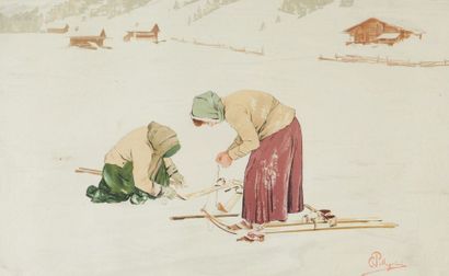 null D'après Carlo Pelligrini (1839-1889)
Patineurs et skieurs
Trois lithographi...