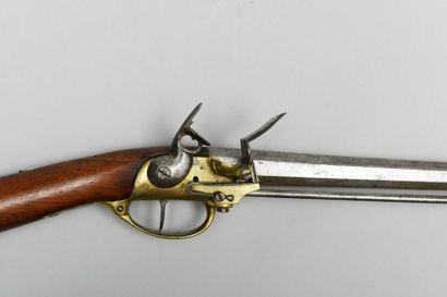 null Curieux fusil à silex fait à partir d'un coffre de pistolet 1777, poinçonné,...