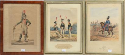 null Lot de six gravures militaires, la plupart en couleurs dont : Édouard Detaille,...