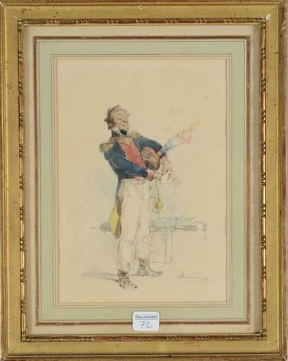 null Clément Auguste Andrieux (1829/...), dessin aquarellé signé en bas à droite :...