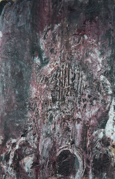 Horia DAMIAN (1922 - 2012) Grande cathédrale rouge, 1962
Technique mixte sur toile,...