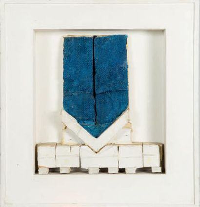 Horia DAMIAN (1922 - 2012) La flèche bleue
Technique mixte contrecollée sur panneau
L'ensemble:...