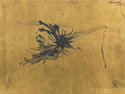 Hisao DOMOTO (1928 - 2013) Composition fond or, 1958
Deux encres dont une rehaussée...