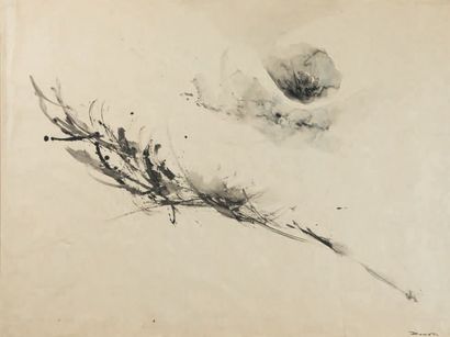 Hisao DOMOTO (1928 - 2013) Sans titre
Lavis d'encre, signé en bas à droite
70 x 90...