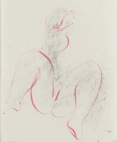 Jean FAUTRIER (1898 - 1964) Nu rose
Dessin à l'encre, signé vers le bas à droite
25...