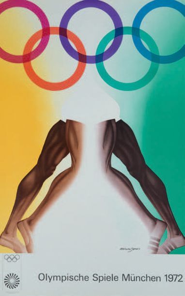 null Un carton contenant des Affiches pour les Jeux Olympiques de Munich 1972, KITAJ,...