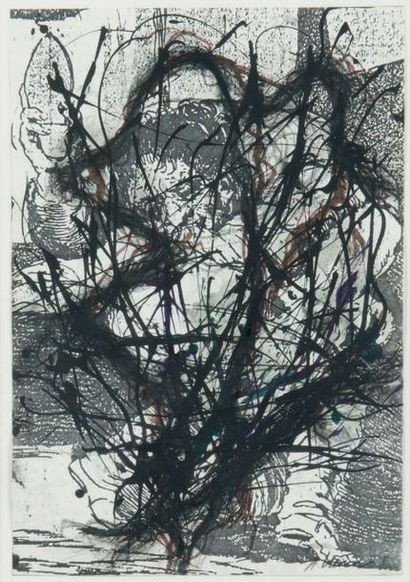 ARNULF RAINER (NE EN 1929) Goya série, N°59, 1983
Technique mixte sur impression,...