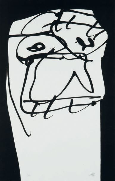 Antonio SAURA (1930 - 1998) Francisco, 1983
Sérigraphie en noir et blanc, signée...