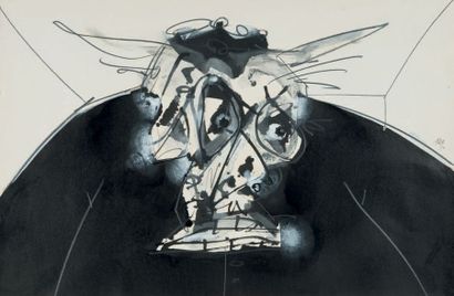 Antonio SAURA (1930 - 1998) Visage, 1980
Encre, gouache et crayon, signé et daté...