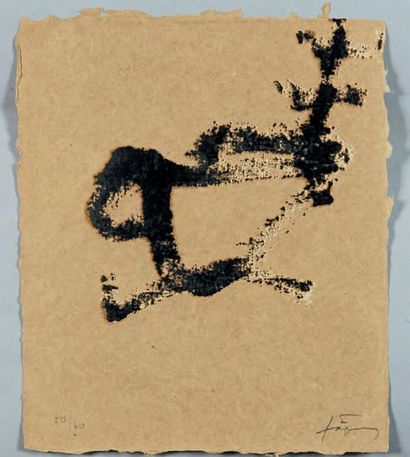 ANTONI TAPIES (1923 - 2012) Tassa, 1993
Sérigraphie et eau-forte sur papier brun,...