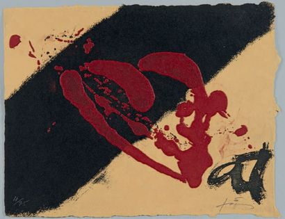 ANTONI TAPIES (1923 - 2012) Banda negra i vermell, 1996
Aquatinte en couleurs, signée...