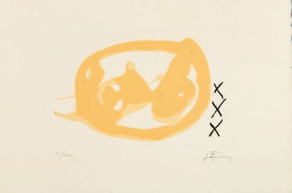 ANTONI TAPIES (1923 - 2012) Vernis Oval, 1997
Gravure en deux tons jaune et noir,...