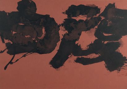 Sofu TESHIGAHARA (1900 - 1979) Calligraphie, N° 2
Encre sur papier teinté, porte...