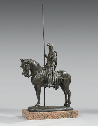 E. Frémiet (1824/1910), d'après Bronze équestre, patiné: Louis d'Orléans en armure...