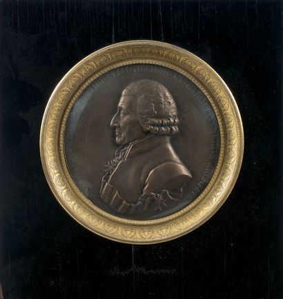 null Portrait d'Antoine Portal de profil: grand médaillon en cuivre patiné (galvano),...