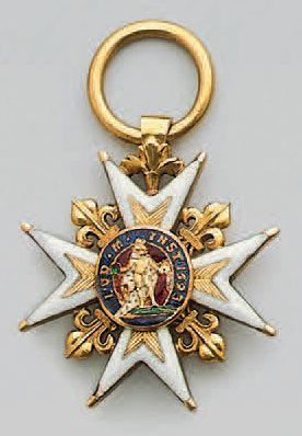 null Croix de l'ordre de Saint-Louis en or, émaillée, demie-taille; largeur 25 mm,...