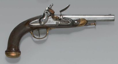 null Pistolet à silex d'officier de cavalerie modèle 1816, canon en damas à ruban,...