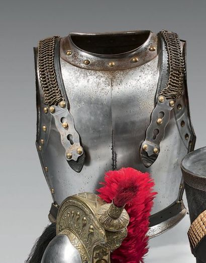 null Cuirasse de cuirassier de la garde impériale modèle 1855, complète de ses bretelles...