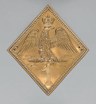 null Plaque de shako d'officier d'infanterie de ligne ou de cavalerie modèle 1806/1810...