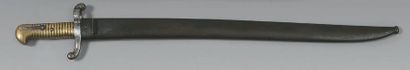null Sabre-baïonnette de carabine modèle 1842, poignée en laiton à quinze cannelures,...