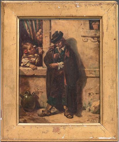 Jules BOILLY (Paris 1796 - 1874) 
Paysan de Subiaco
Panneau, une planche, non parqueté...