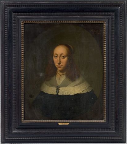 Ecole HOLLANDAISE, 1648 
Portrait d'un homme à l'habit noir
Portrait de femme au...