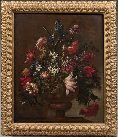 Ecole ROMAINE vers 1700, suiveur de MARIO DEI FIORI Bouquet de fleurs dans un vase
Toile....