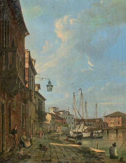 Ecole ITALIENNE du début du XIXème siècle 
Vue de Venise (?)
Sur sa toile d'origine....