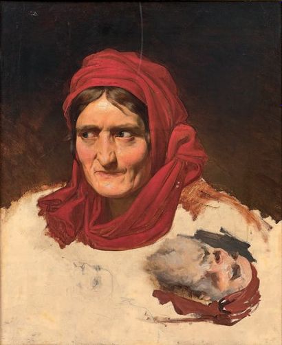 HENRI LEHMANN (KIEL 1814 - PARIS 1882) 
Etude de visage de femme et d'homme
Toile...