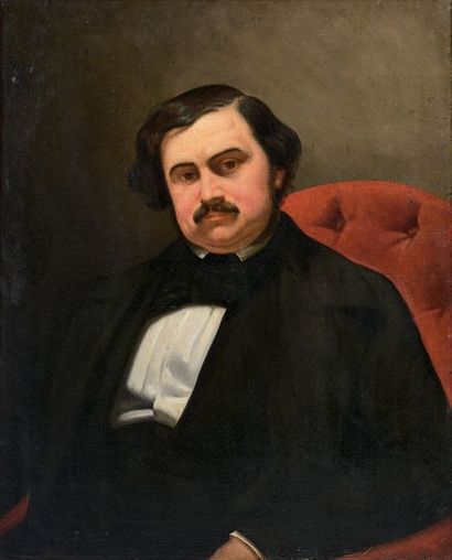 ECOLE FRANCAISE DU XIXème siècle 
Portrait présumé d'Honoré de Balzac
Sur sa toile...
