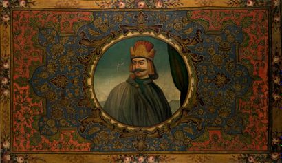 null Portrait du roi Salm, fils de Fereydoun, Iran fin XIXème siècle
Grande peinture...