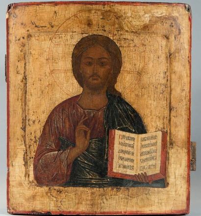 null Christ Pantocrator
Russie XVIIème siècle
Tempera sur bois, usures, restaurations...