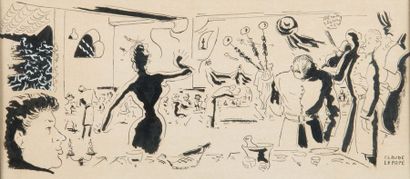 Claude LEPAPE (1913-1994) Au restaurant
Quatre dessins à l'encre signés
12 x 27 cm;...