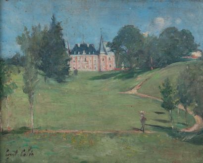 GUSTAVE HENRI COLIN (1828-1910) Vue du château de Valmothe, Haute Vienne, 1899 Huile...