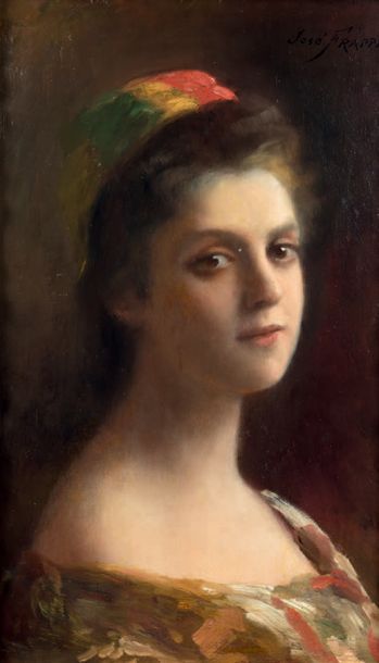 José FRAPPA (1854-1904) Portrait de femme Huile sur panneau, signée en bas à droite...