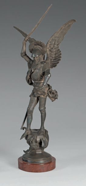 FREMIET Emmanuel (1824-1910) «Saint Michel terrassant le dragon». Épreuve en bronze...